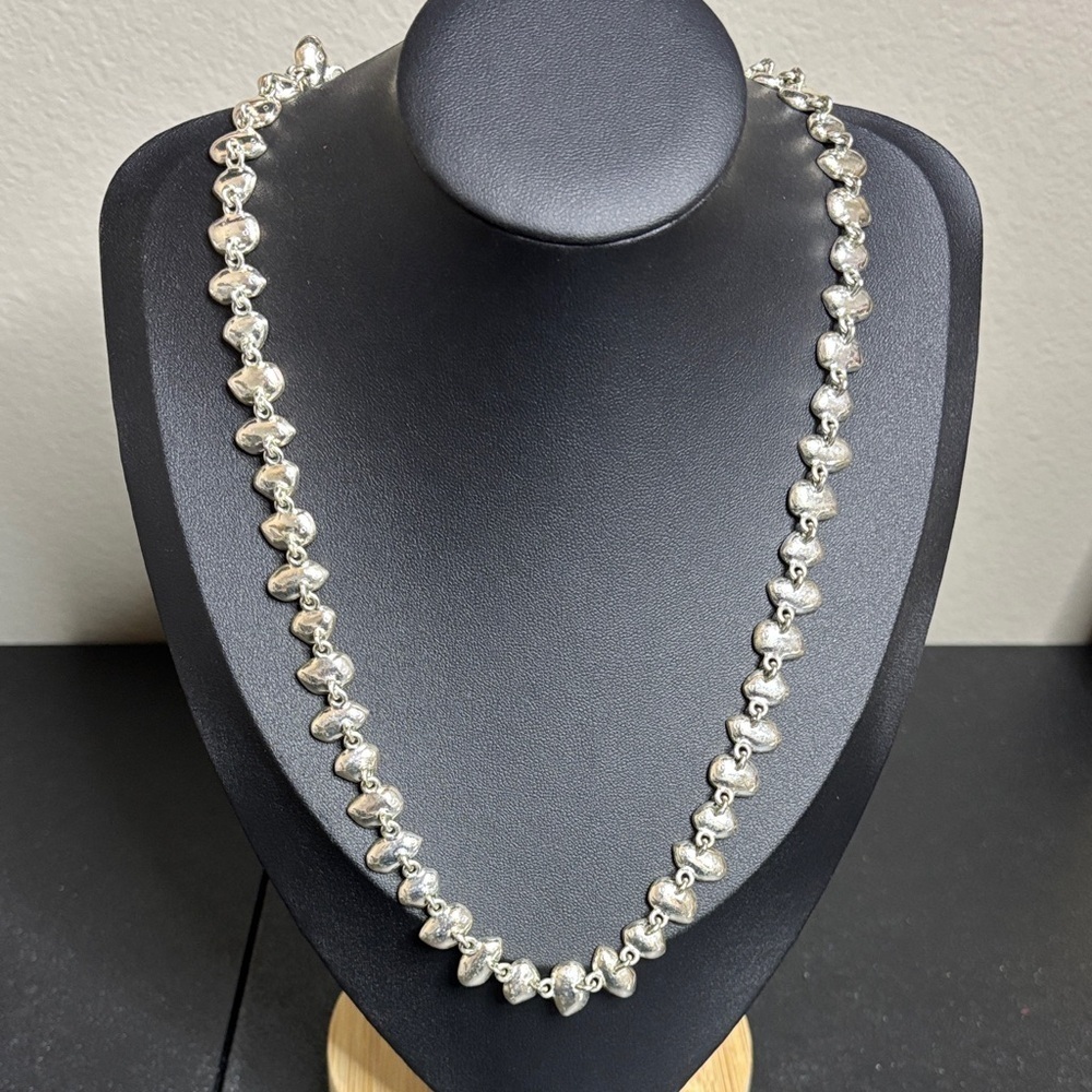Silver Geometric Chip Beaded Choker Necklace